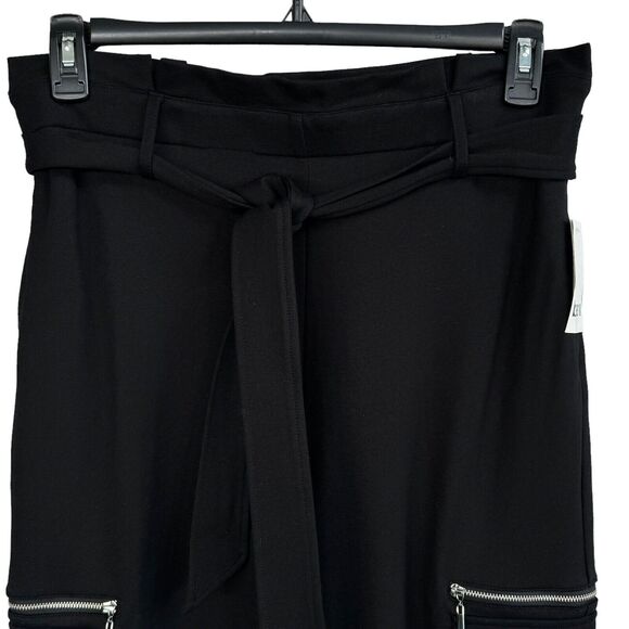 Bar III Large Career Pants Pockets Hi-Rise Pull-On Stretch Cuffed Hems Black New - Picture 2 of 10